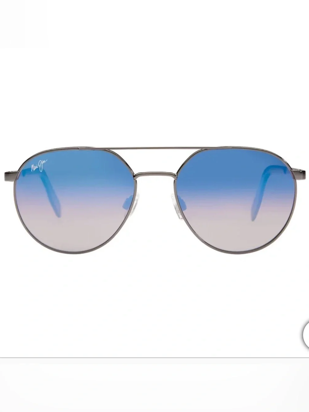 MAUI JIM Waterfront Polarized Aviator Sunglasses, Blue / Silver